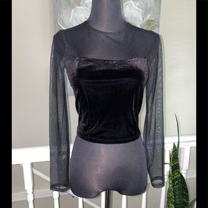 Express Black Velvet Crop Top